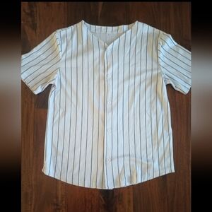 Classic White Striped Kids Vintage Baseball Jersey